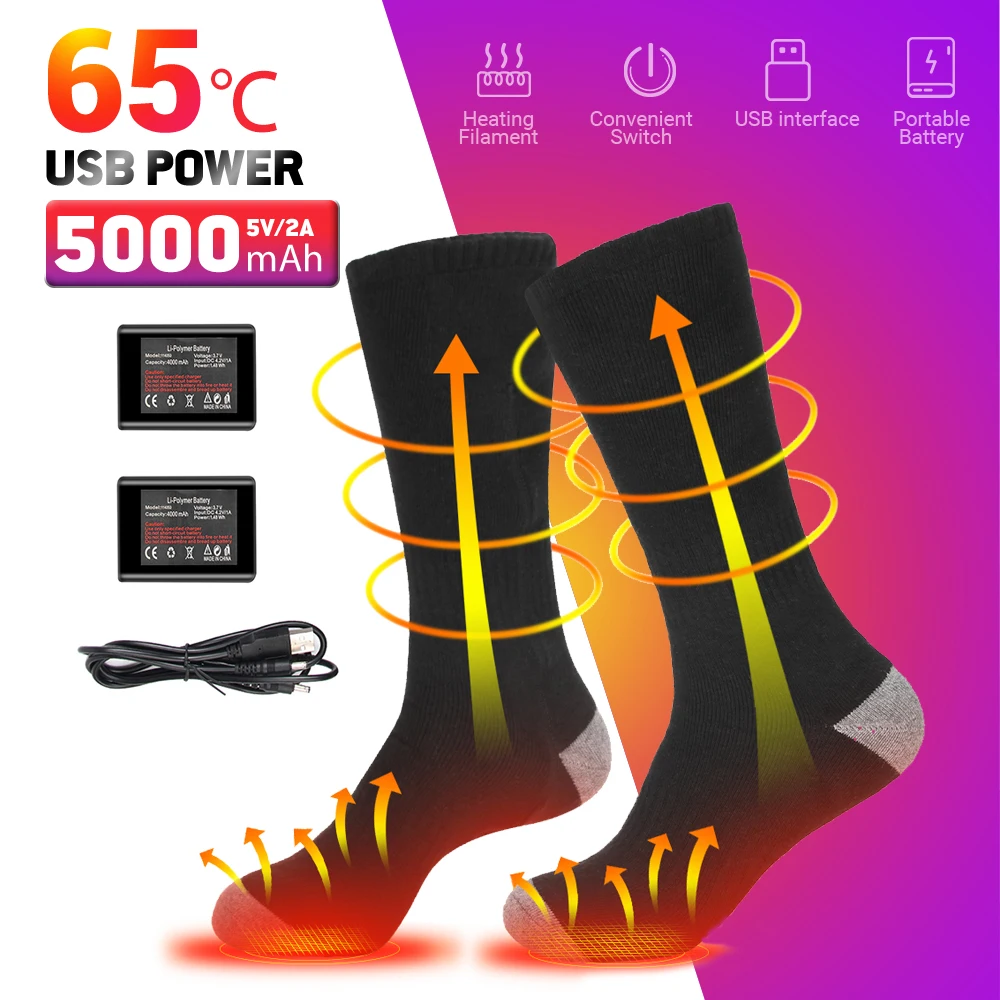 

Heating Socks Thermal Socks USB Charging 65°C Thermal Socks Infrared Thermal Boots Snowmobile Ski Socks Electric Heating Socks