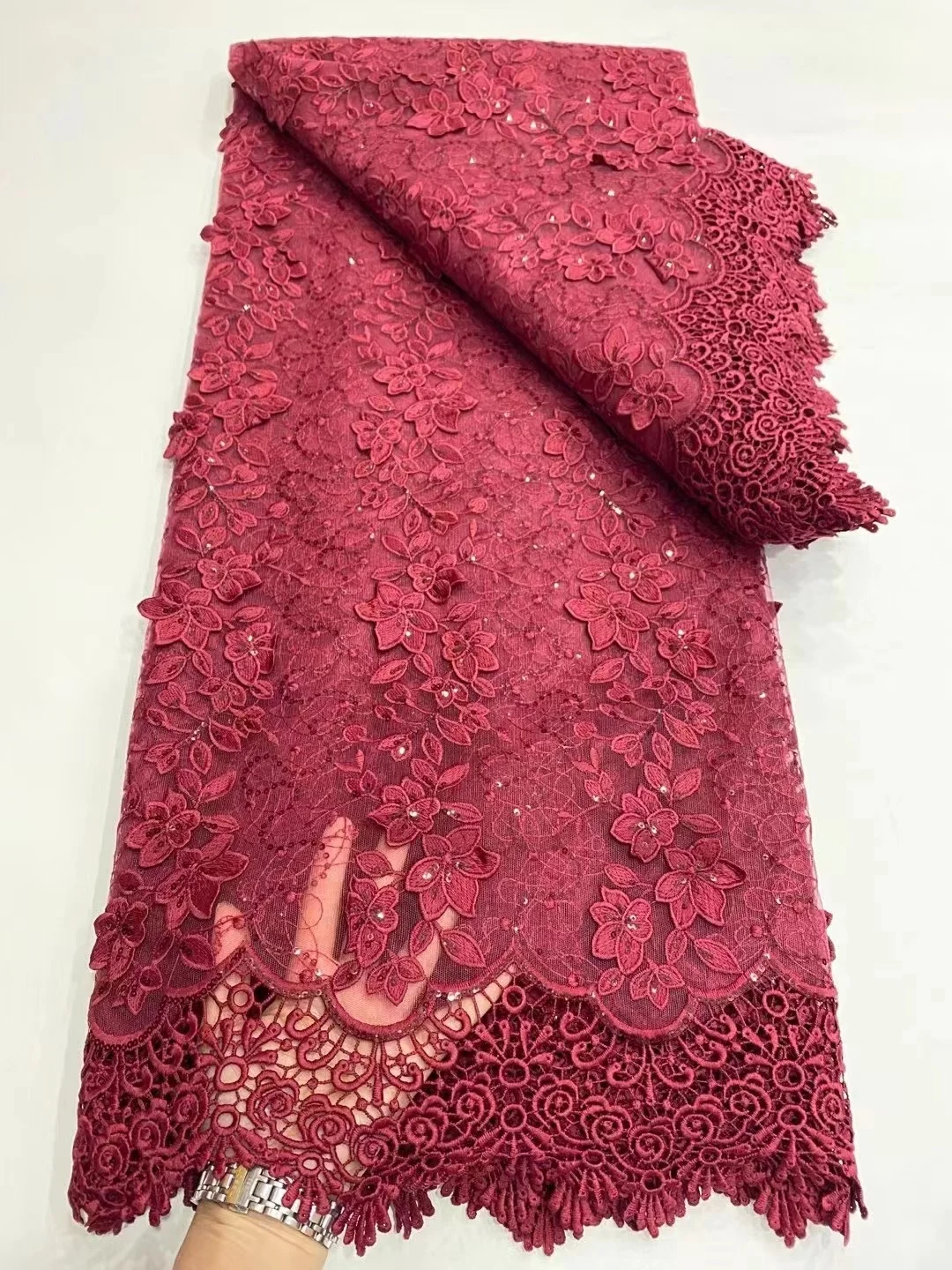 

African Lace French Sequin Fabric 2022 Embroidery Tulle Lace Fabrics With Sequins For Nigeria Wedding Dress Sewing