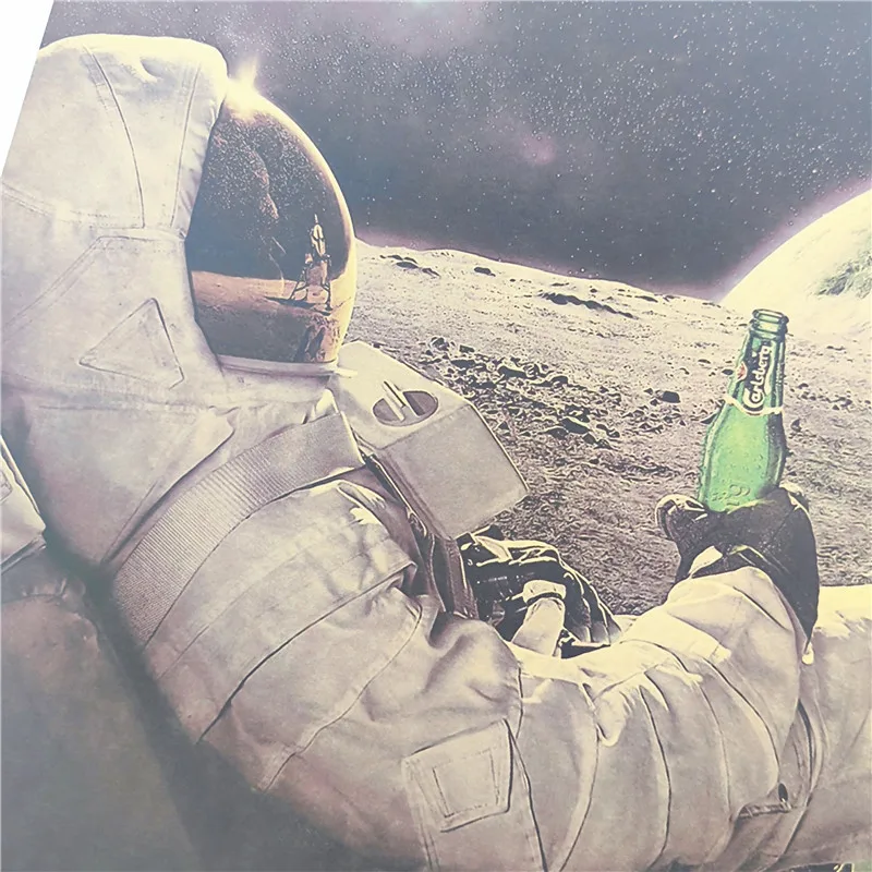 Винтажный постер земля астронавты питьевой расслабляющий лунный посадочный