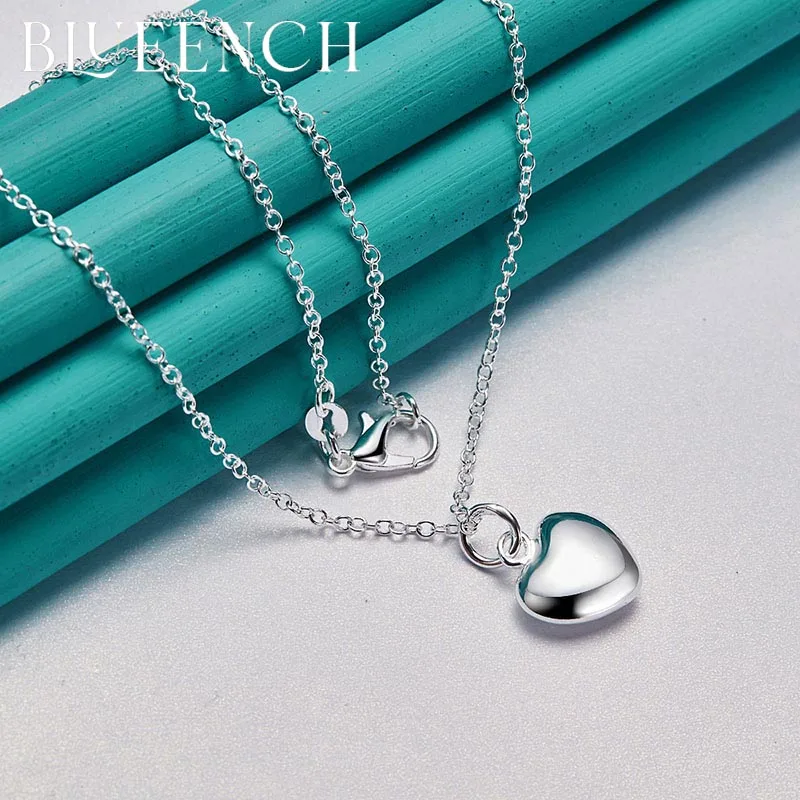 

Blueench 925 Sterling Silver Stereo Heart Pendant Necklace for Women Proposal Wedding Fashion Romantic Jewelry