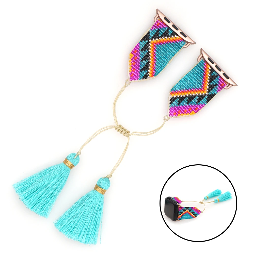 Miyuki Handmade Adjustable Compatible Apple Watch Band 38mm 40mm 41mm 42mm Series SE Ultra 8/7/6/5/4/3 Strap for iWatch to Women