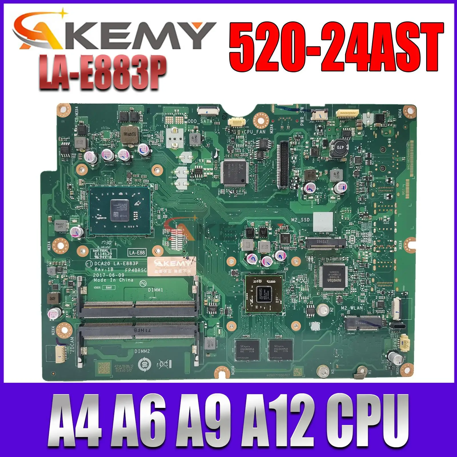 

For Lenovo AIO 520-22AST 520-24AST motherboard Mainboard With AMD CPU A4 A6 A9 A12 UMA LA-E883P motherboard DDR4 100% test work