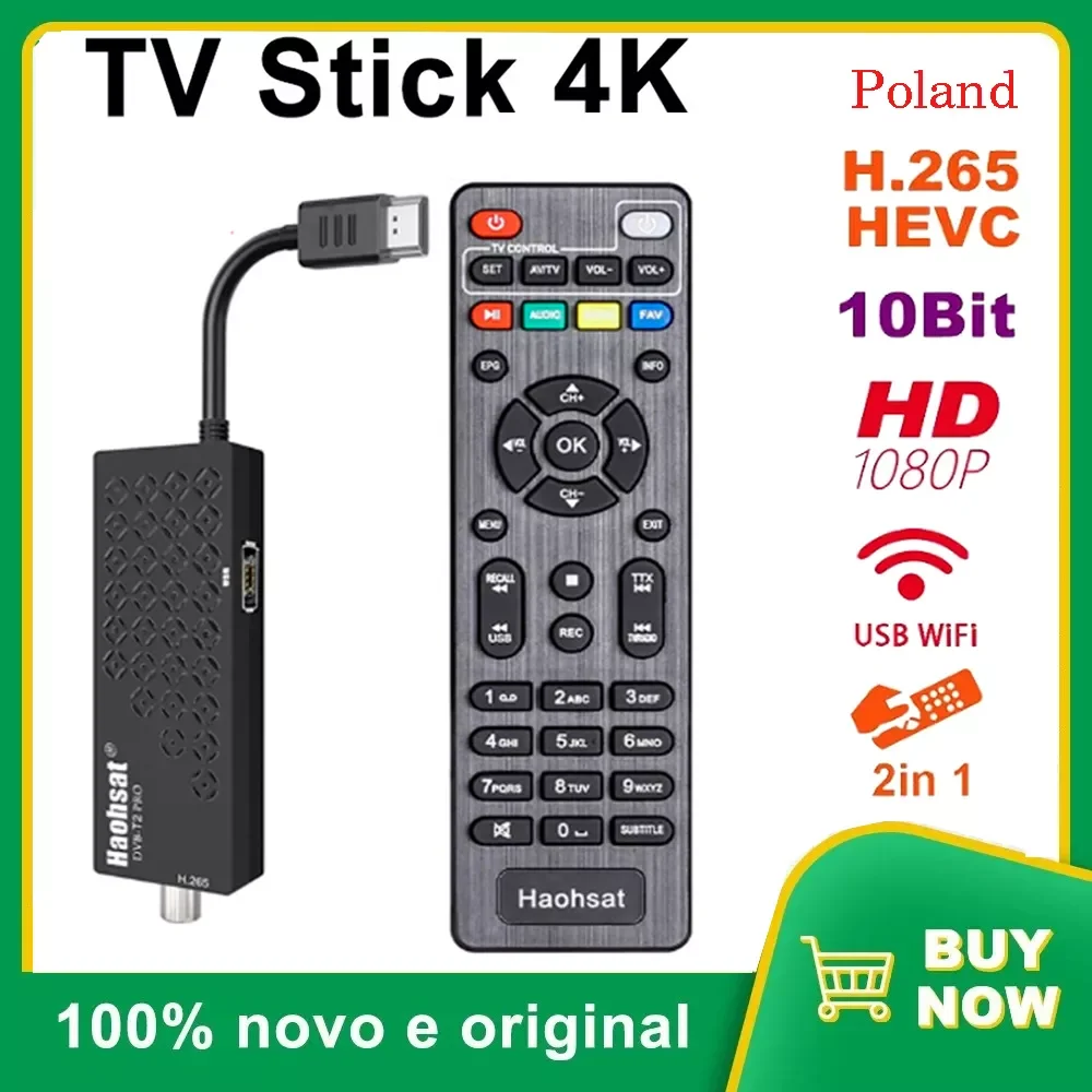 

NEW2023 DVB-T2Pro TV Stick 4K HEVC DVB Digital Terrestrial Decoder DVB T2 TV Tuner H.265 WIFI Set-Top Box DVB C T2 TV Stick