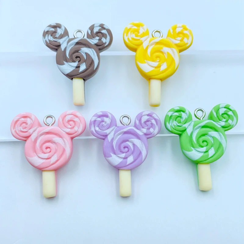 

10 Pcs New Kawaii Cartoon Lollipop Flat Back Resin Children Gift Charms For Earring Necklace Pendant Findings Making E40