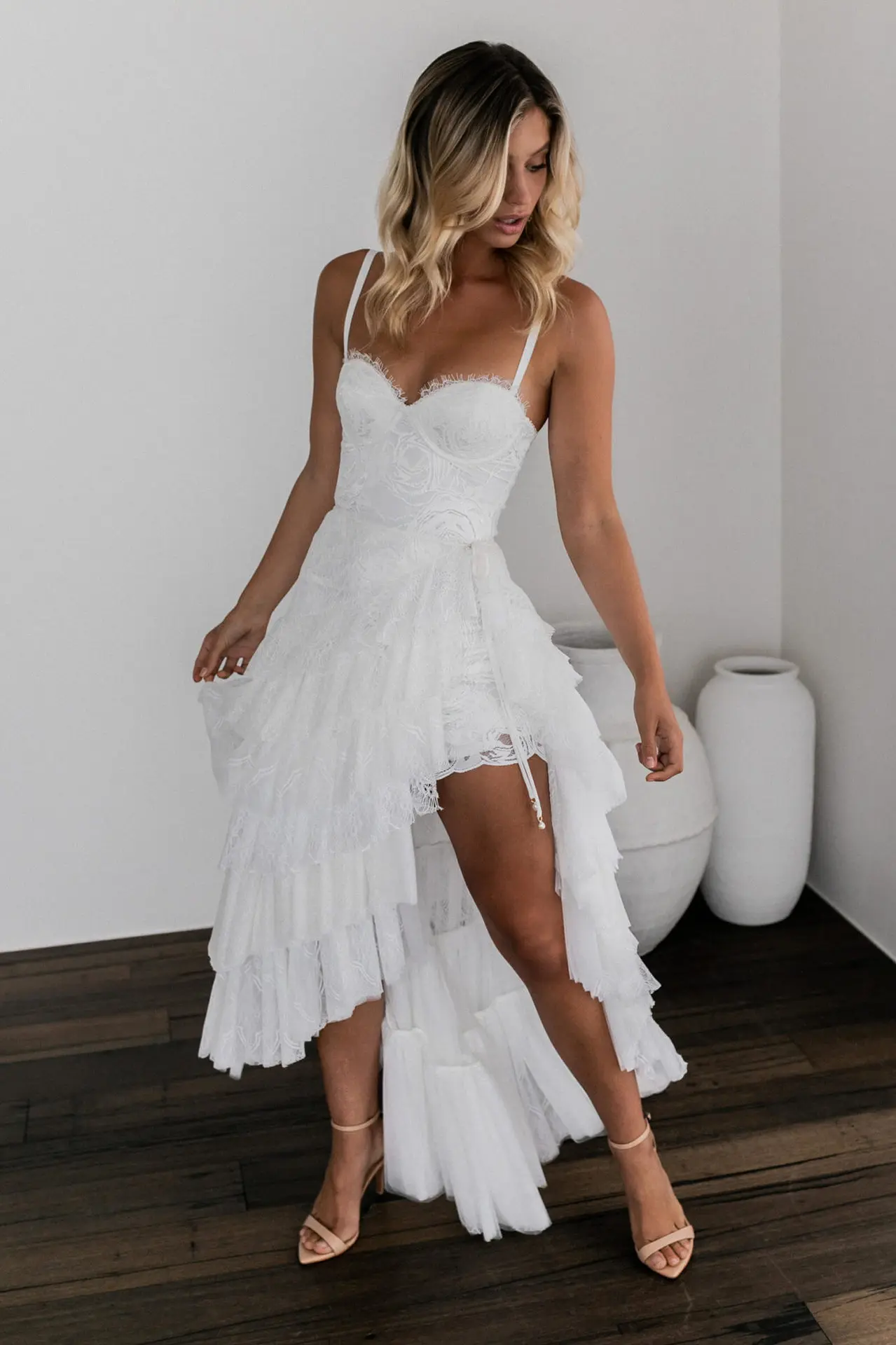 PLEINDI Luxurious Evening Dresses Strapless Asymmetrical Sleeveless Ankle-Length Lace 2022 New of Exquisite Prom Women Dress