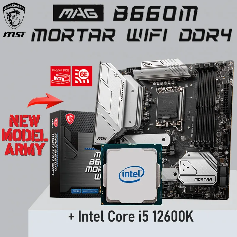 

Intel Core i5 12600K Combo + MSI MAG B660M MORTAR WIFI DDR4 128GB LGA 1700 M.2 PCI-E 4.0 Motherboard Set B660 Placa-mãe Desktop