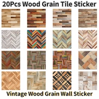 20pcs 3d self adhesive waterproof pvc wood grain wall sticker decor kitchen bathroom living room bedroom wallpaper tile sticker