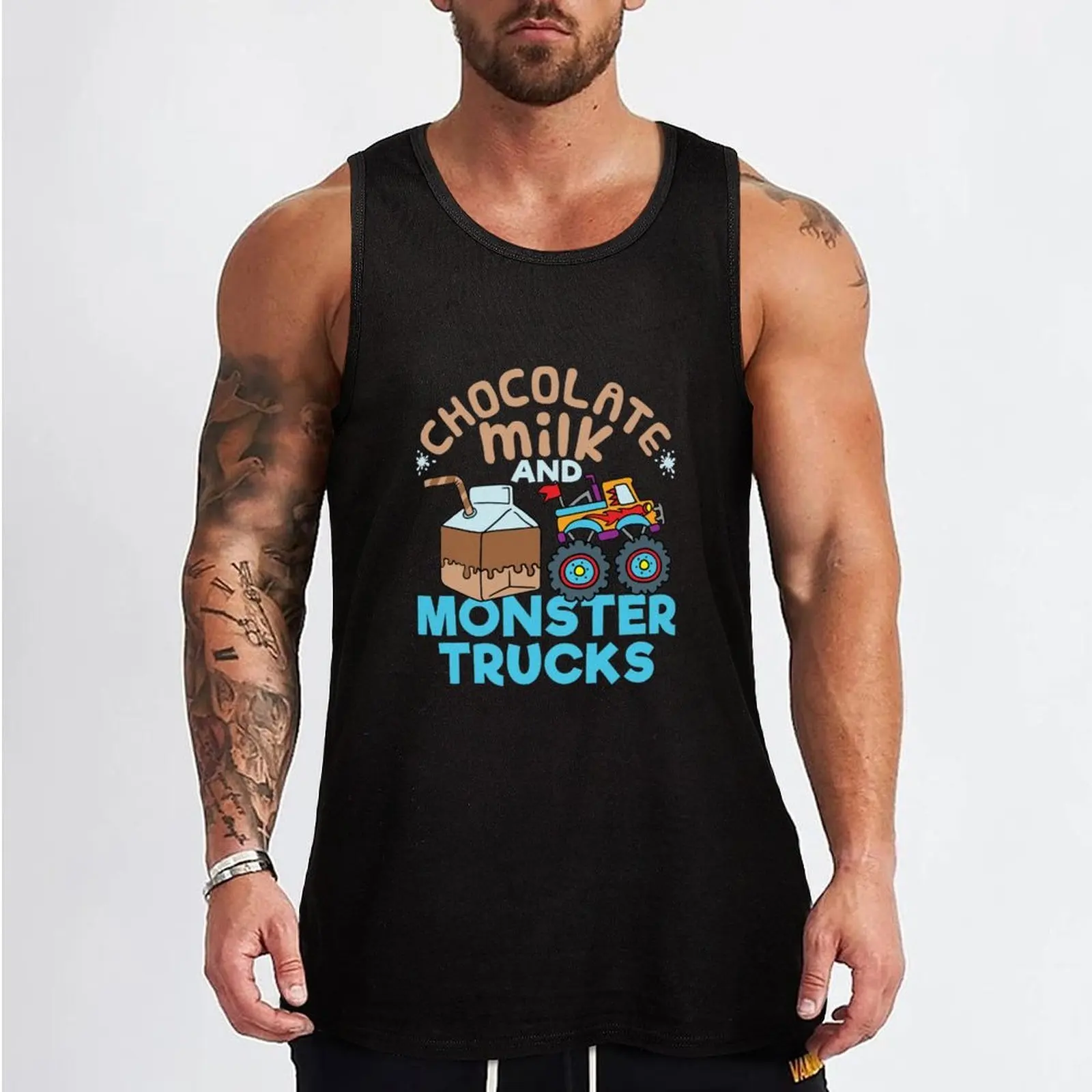 Фото Майка-топ Chocolate Milk and Monster Trucks, антибактериальная, влагоотводящая, для тренировок №2