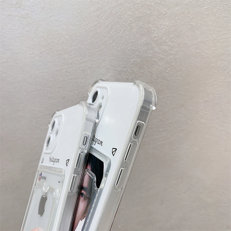 Чехол для телефона в Корейском стиле с отделением карт iPhone 11 12 13 Pro XS Max X XR SE 7 8 Plus