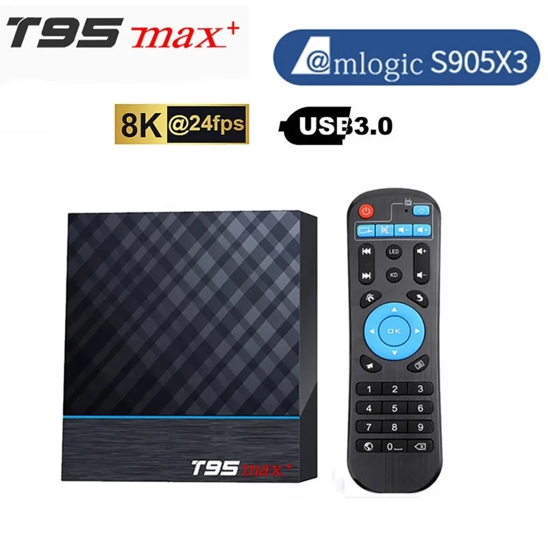 

Приставка Смарт-ТВ T95 max plus, Android 9,0, Amlogic S905X3, 4 + 64 ГБ, 1000 м