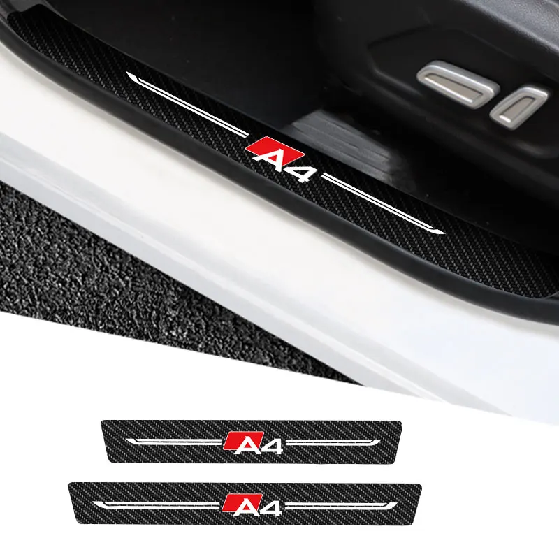 

4Pcs Car Stickers Anti Scratch Door Sill Protector For Audi A4 2008 2009-2021 Car Threshold Protection Carbon Fiber Car Stylin