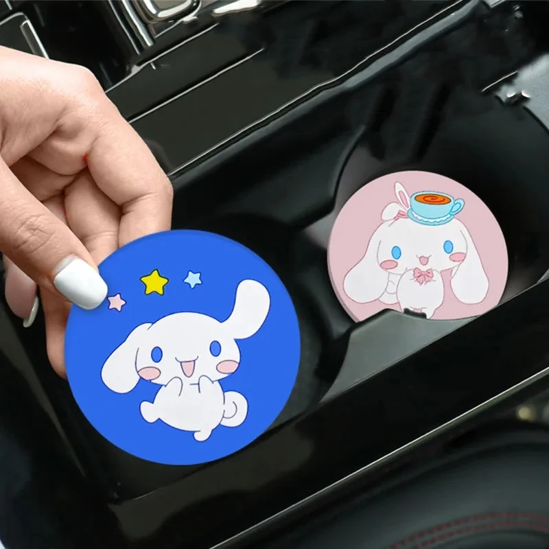 

2pcs Sanrio Kawaii Cinnamoroll Car Water Coaster Door Slot Storage Mat Cartoon Creative Car Non-slip Supplies Auto Decorations
