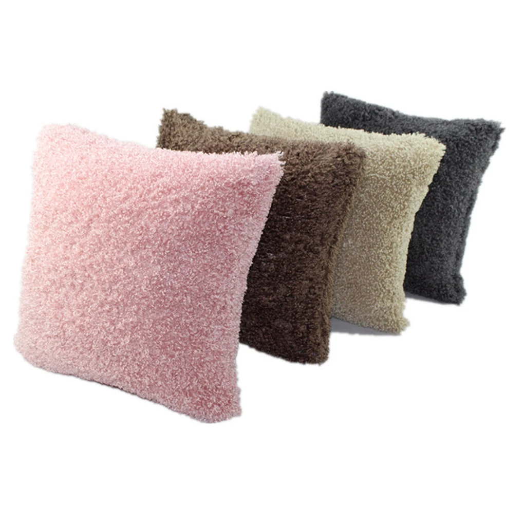 

Однотонный чехол для дивана, искусственная кожа, плюшевая наволочка для подушки, чехол для украшения дома и офиса