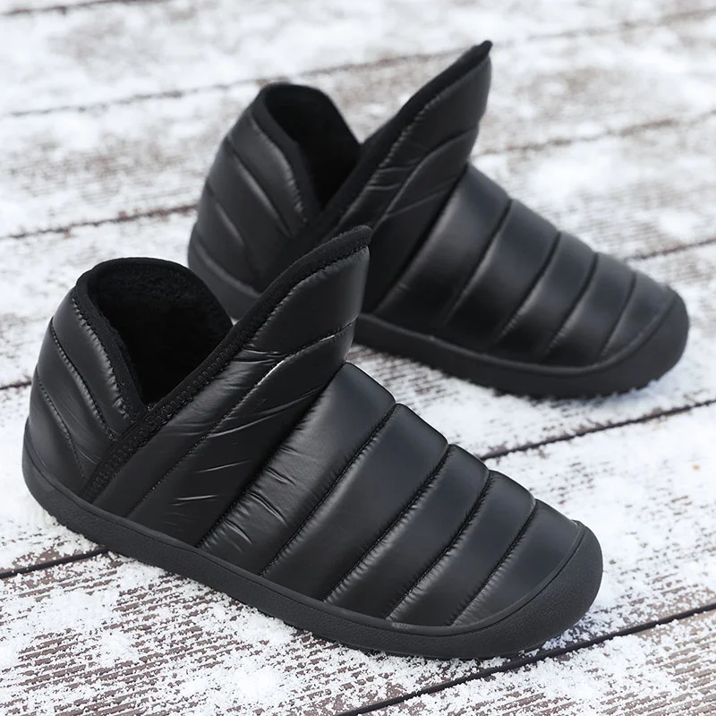 

New Winter Outdoor Waterproof Anti-Skid Women's Fashion Cotton Shoes Plus Down Warm Flat Bottom Couple Snow Boots
