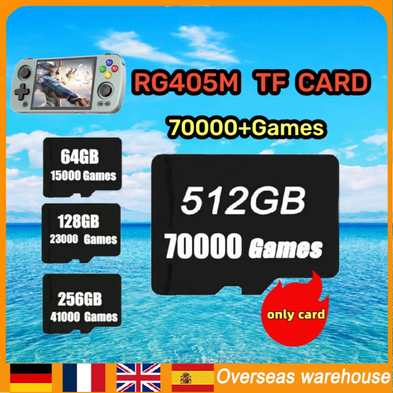 

ANBERNIC 512G RG405M TF Card Ps vita 3ds Gamecube Memory cards Sd card Video game consoles Classic mini 70000 Games PS2 MAME PSP