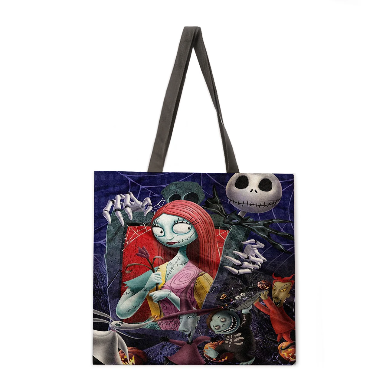 Женская сумка с принтом Рождества складная многоразовая для покупок Льняная |