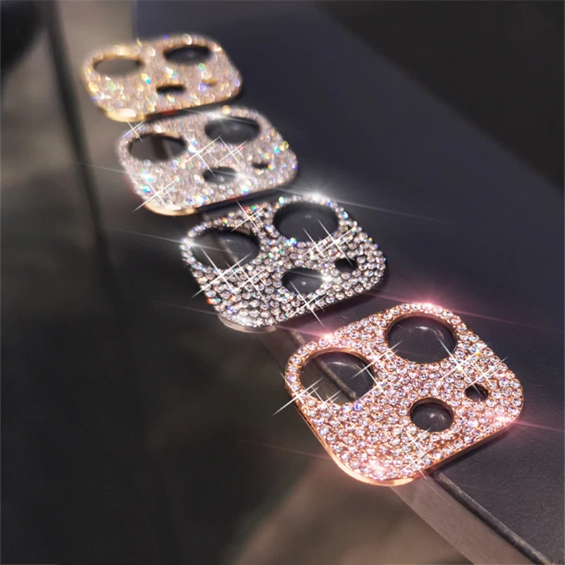 

Shiny Bling Diamond Camera Lens Protector Case For iPhone 13 12 Mini 11 Pro Max Rhinestone Glitter Metal Screen Protective Film