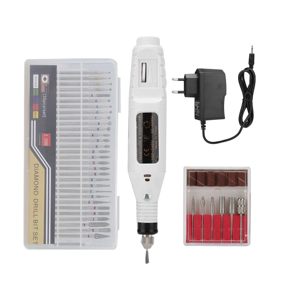 

Electric Manicure Nail Toe Drilling Machine with Grinding Head Set EU Plug 100-240V (Blue)