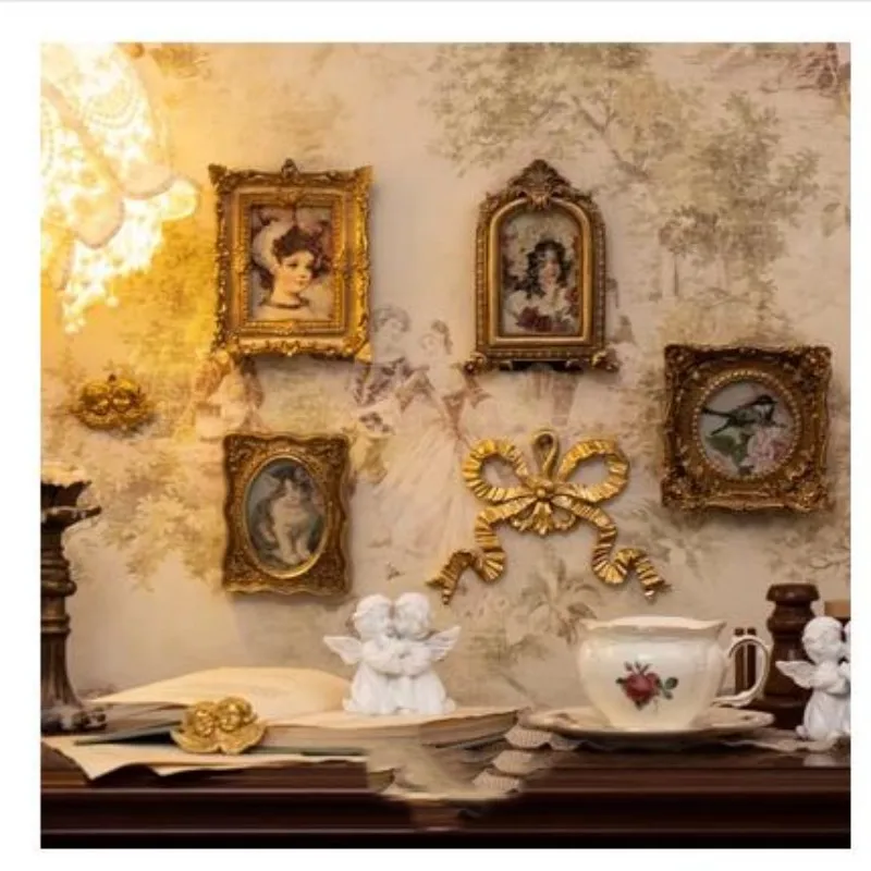 

Retro European style palace relief frame, wall decoration artwork, carved wall hanging photos