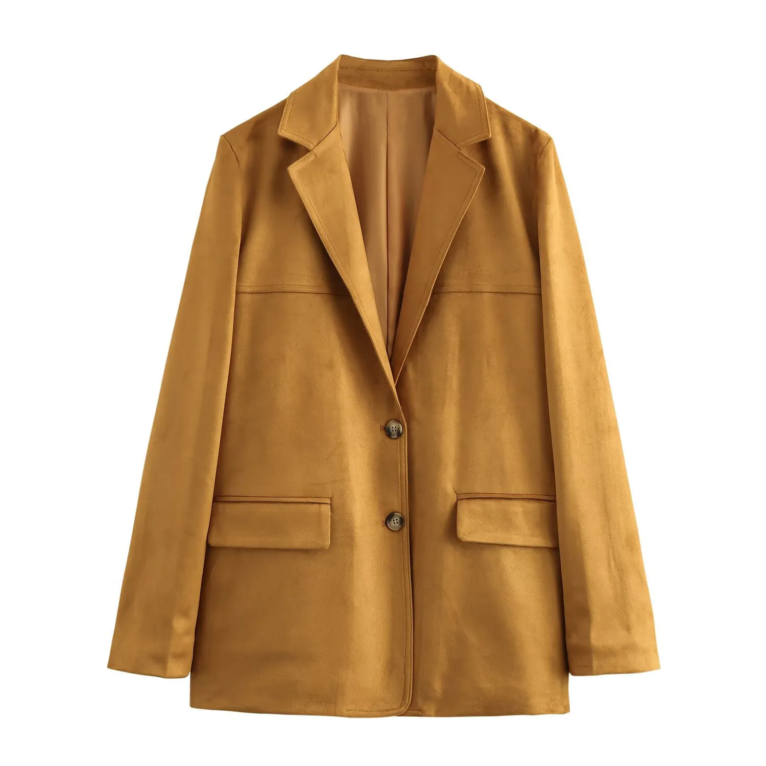 Taop&ampZa женский новый осенне-зимний пиджак 2024 с воротником и замшевой текстурой