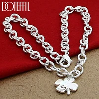 doteffil 925 sterling silver four leaves clover pendant 18 inch chain necklace for women wedding engagement fashion jewelry
