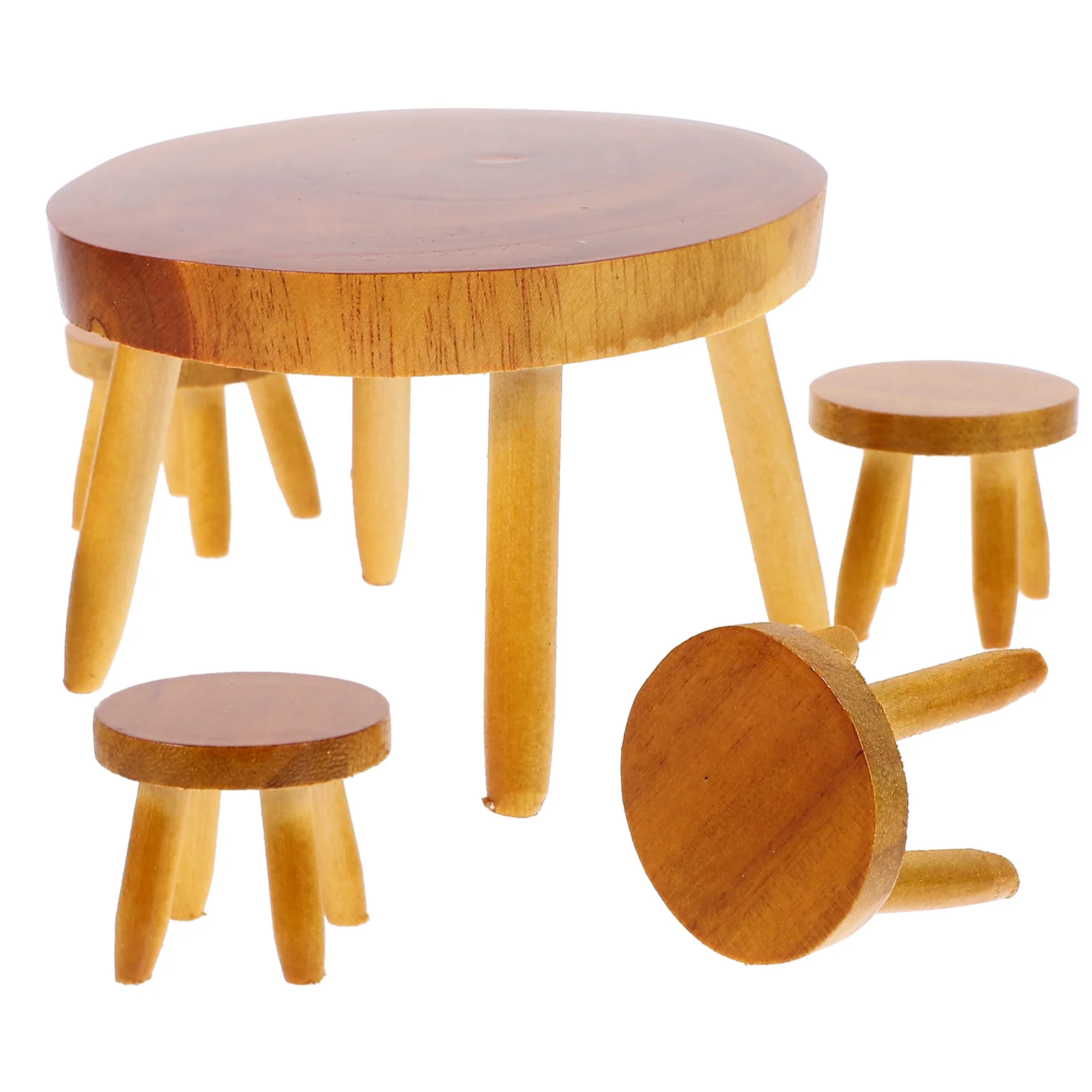 

1 Set Wooden Dolls House Furniture 1/12 Miniature Dolls House Kit Dining Table Chair Set
