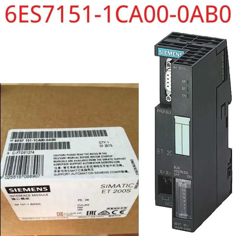 

6ES7151-1CA00-0AB0 Brand New SIMATIC DP, interface module IM 151-1 Basic for ET 200S; transmission rate up to 12