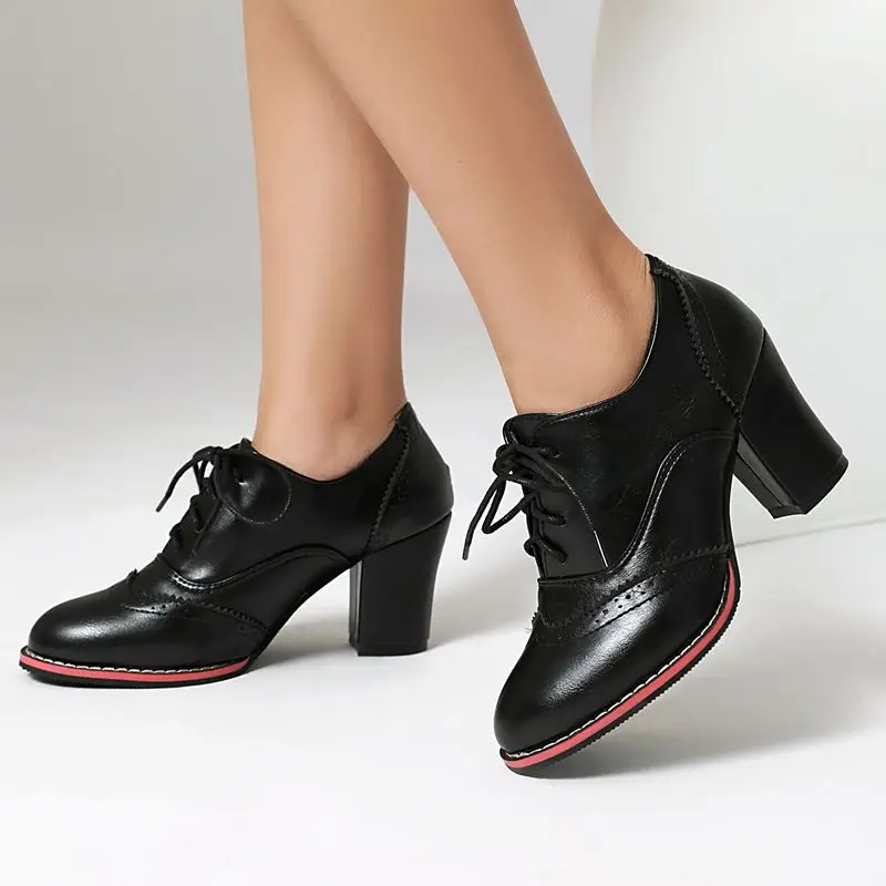 Бренд Girseaby 2025 Новые женские туфли-лодочки с круглым носком на массивном каблуке 7