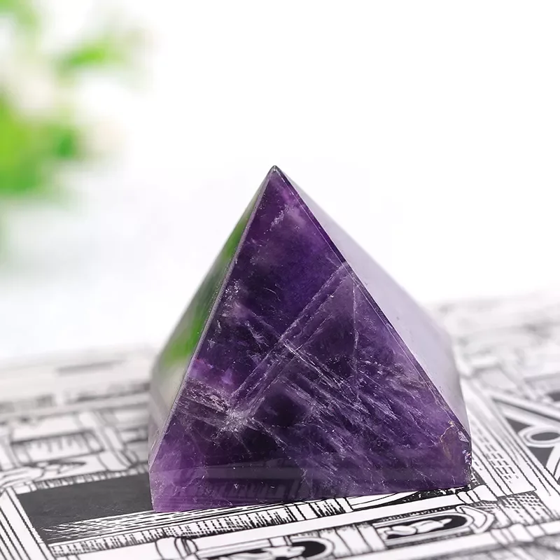 

Natural Dream Amethyst Pyramid Healing Crystal Chakra Brazil Quartz Pyramid Point Energy Home Decor Handmade Crafts Gem Gift