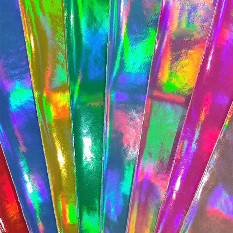

Laser/Mirror Design Printed PU Holographic Laser Metallic Faux Leather Fabric Sheet for DIY Making Shoe/Bag/Craft 50*135cm