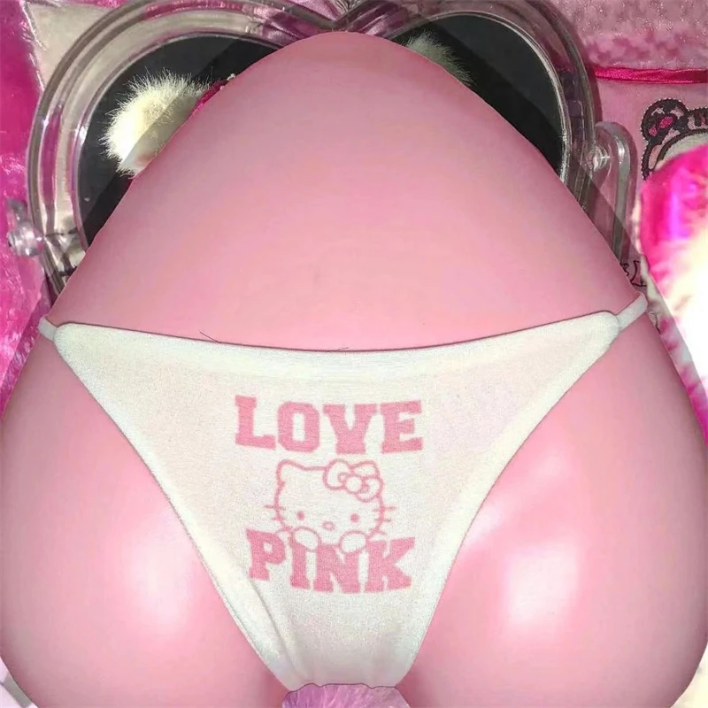 

Kawaii Sanrio, трусики Hello Kitty, милые Мультяшные, KT Cat Y2K, сексуальные, T-образные, для девушек, молочные шортики, модные, праздничные подарки для друзе...