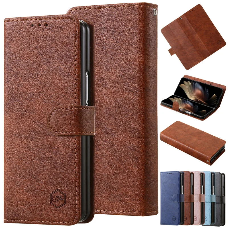 Роскошный кожаный защитный чехол-кошелек для Samsung Galaxy Z Fold4 5G GalaxyZ ZFold 4 винтажный