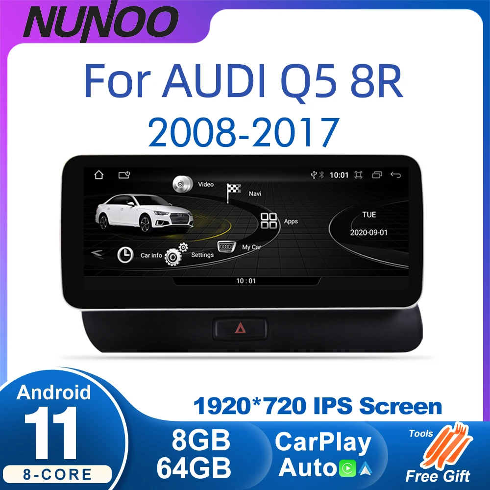 

Android 11 Car Screen Player For Audi Q5 8R 2008-2017 MMI GPS Navi Multimedia Stereo 8+64GB RAM WIFI 4G Google Carplay Radio