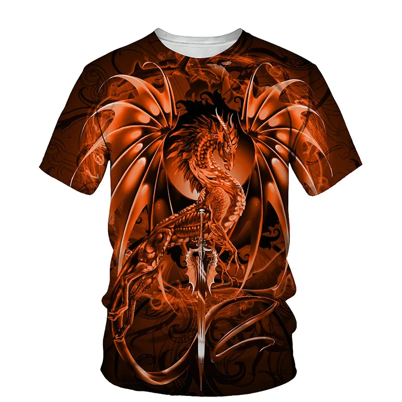 

Western Dragon 3D Print Men T-shirt 2021 Summer O Neck Short Sleeve Tees Tops 3D Style Male Clothes Fashion Casual T-shirts