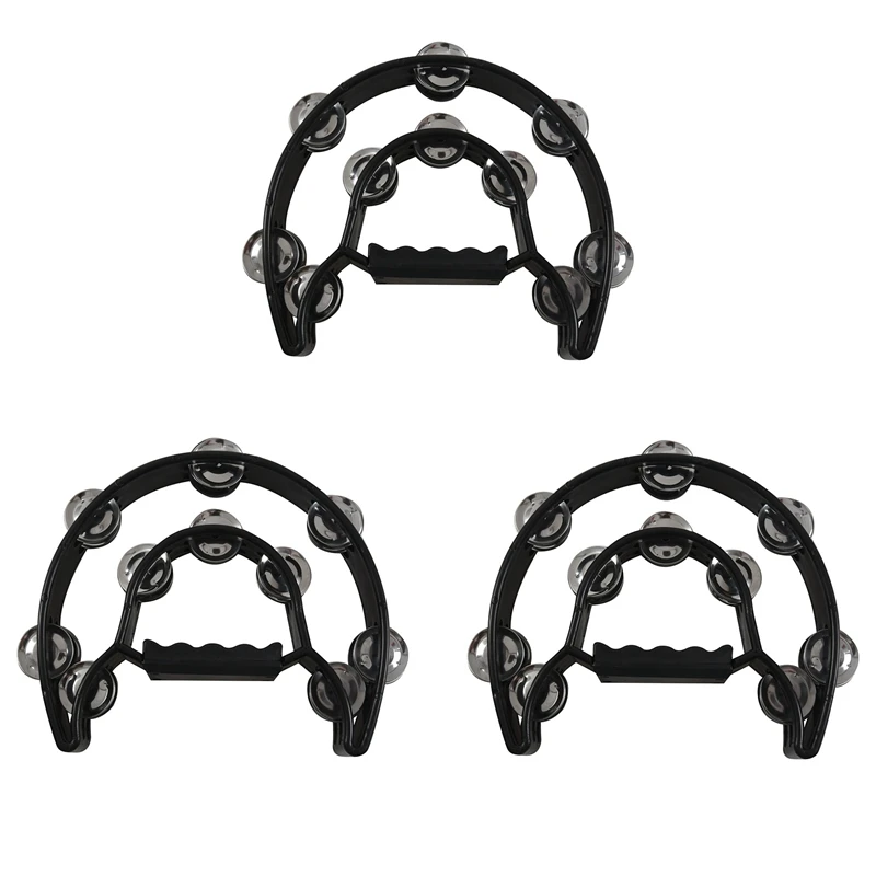 

3X Compact Double Half Moon Music Tambourine Percussion Tamborine Drum Durable