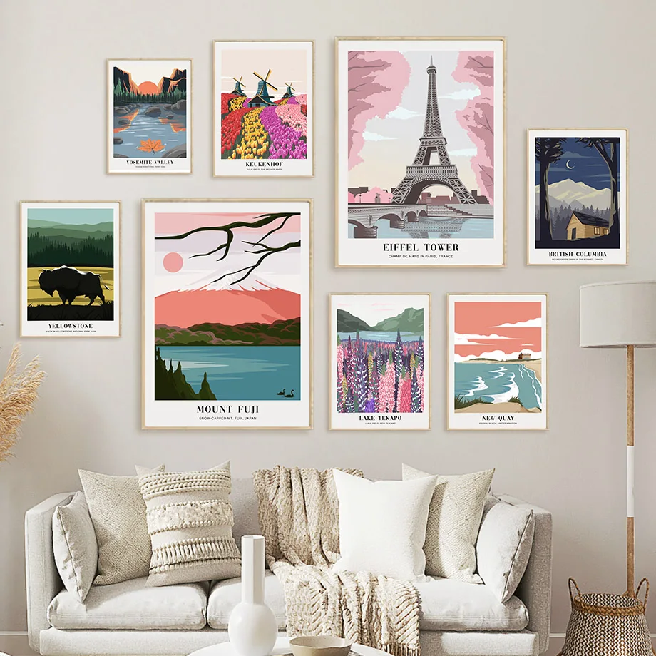 

Abstract City Landscape Illustration Travel Posters And Prints Colorful Wall Art Canvas Painting Pictures For Living Room Decor