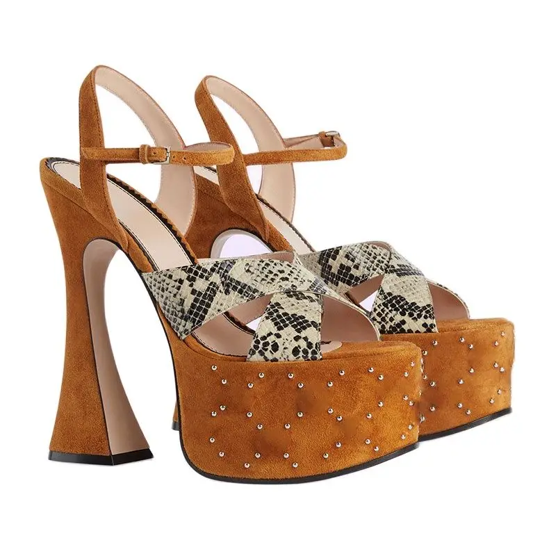 

2023 Spring New Summer Women's Shoes Designer Luxury Thick Exclusive High Heels Occidental Sandals Party Women's Shoes