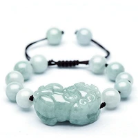 natural jade burma emerald 10mm bead pixiu bracelet adjustable bangle jewellery fashion accessories hand carved woman customized