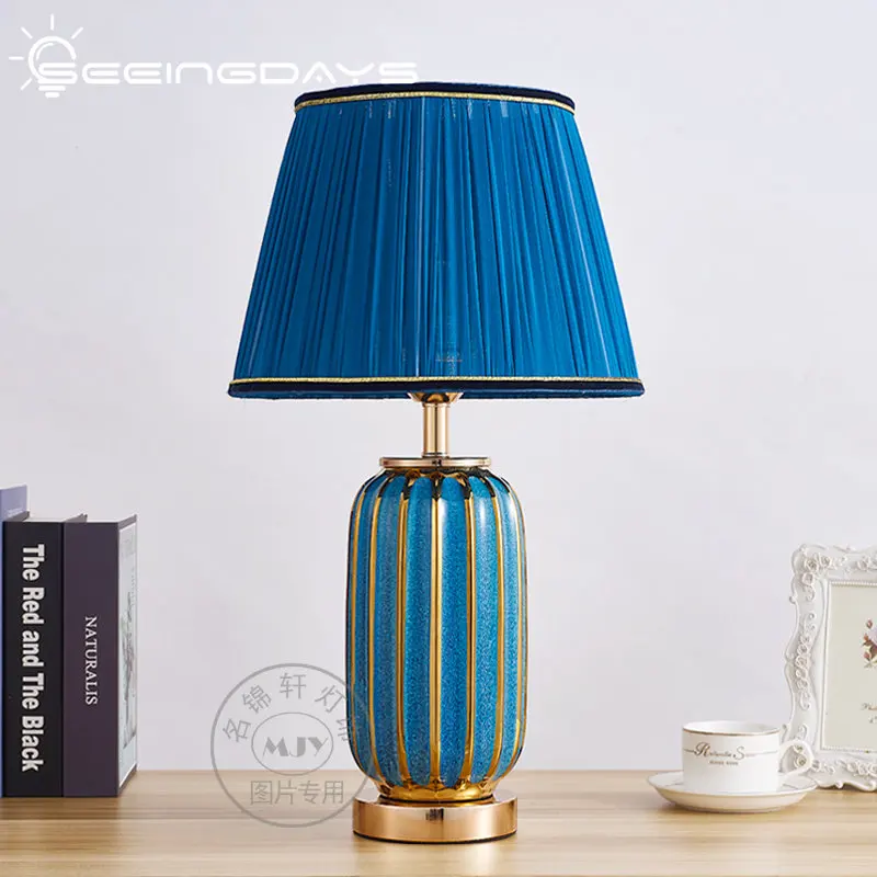 

New Chinese Post-Modern Luxury Ceramic Table Lamp for Living Room Bedroom Bedside Lamp Study Desk Lamp Led Night Lamp 90-260V