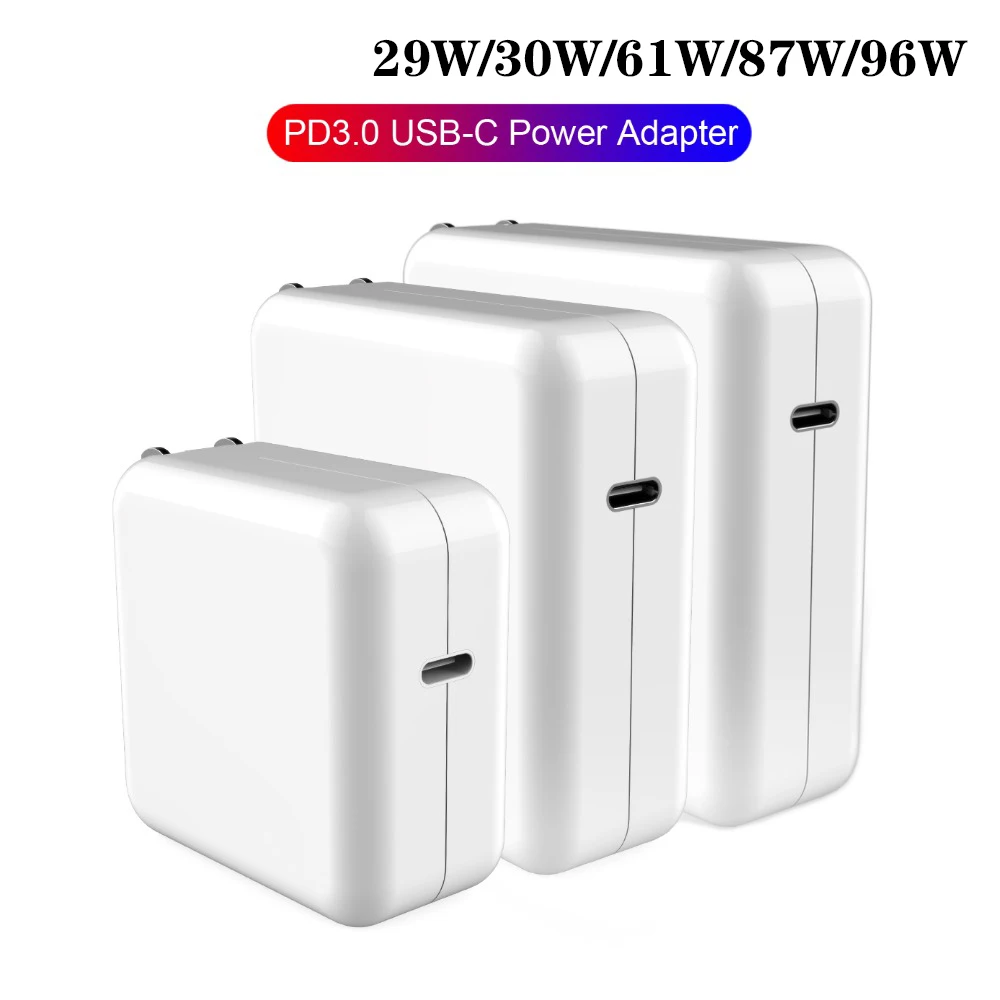 

100pcs Universal PD 30W 61W 87W 96W USB C TypeC Power Adapter Notebook Laptop Quick Charger For Macbook Air Pro iPhone Nintendo