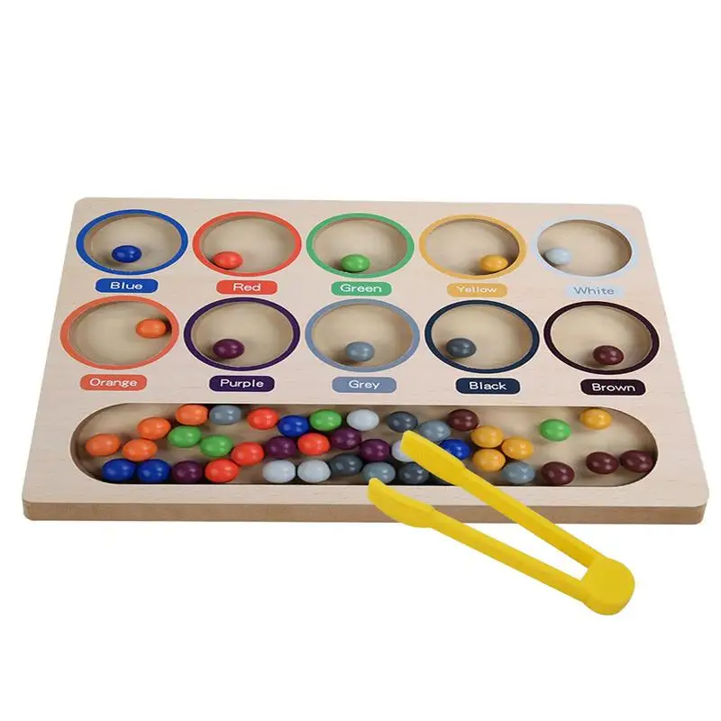 

Wooden Clip Beads Games Montessori Toys Color Matching Clip Beads Game Fine Movement Training Educational Toys For Children