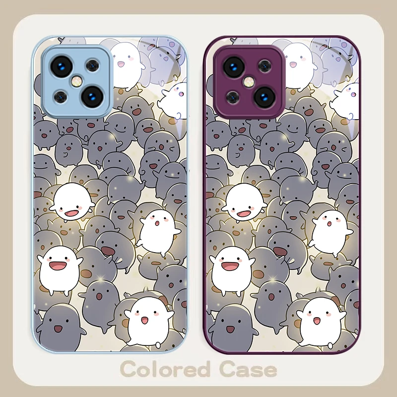 Glowing white animal For Find X5 X3 Lite Reno 6 4Z 5G OPPO A72 79 73 58 A54S OnePlus Nord N200 Tempered glass phone case