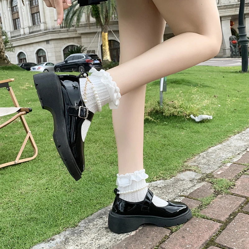 Японские Туфли Мэри Джейн для женщин в стиле ретро женские туфли на толстой