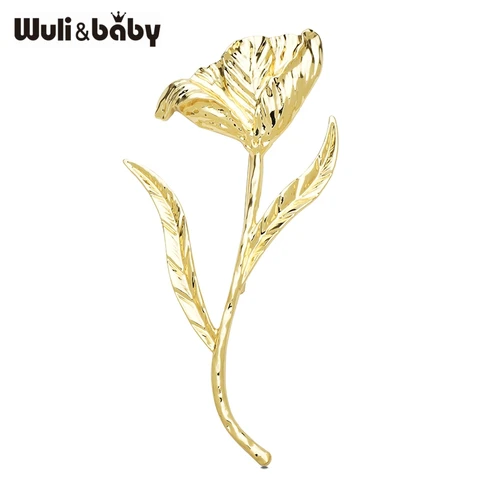 Wuli&baby Металлические броши с цветком тюльпана