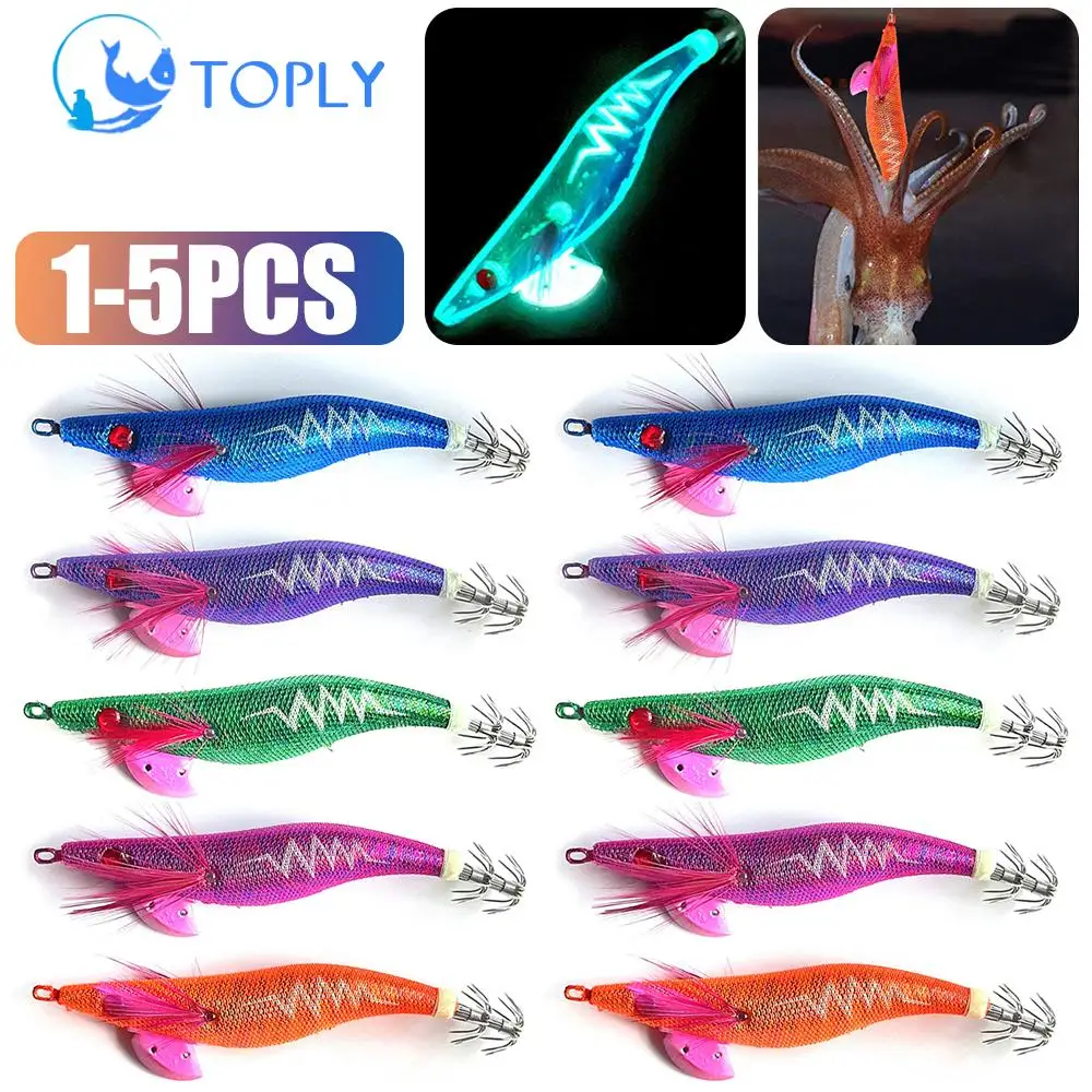 

Luminous Wood Shrimp Lures Glow in Dark Squid Jig Hook Bait Simulation Jigging Hard Bait for Octopus Cuttlefish Fishing Tackle