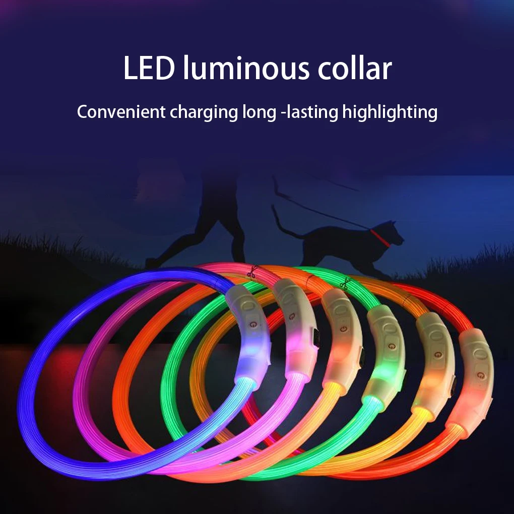 Ошейник для домашних животных с USB-зарядкой, Портативный перезаряжаемый светящийся мигающий ошейник, аксессуары для домашних животных, синий цвет