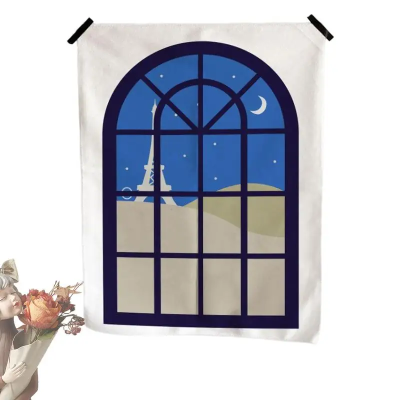 

Пейзаж, гобелен с окошком, настенный художественный пляжный настенный гобелен для спальни, Настенный декор, тканевый Настенный декор, HD печать, плюшевый