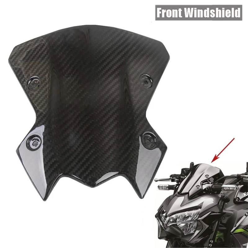 Motorcycle Carbon Fiber Windshield Windscreen Spoiler Air Deflector For Kawasaki Z900 Z 900 2020-2021