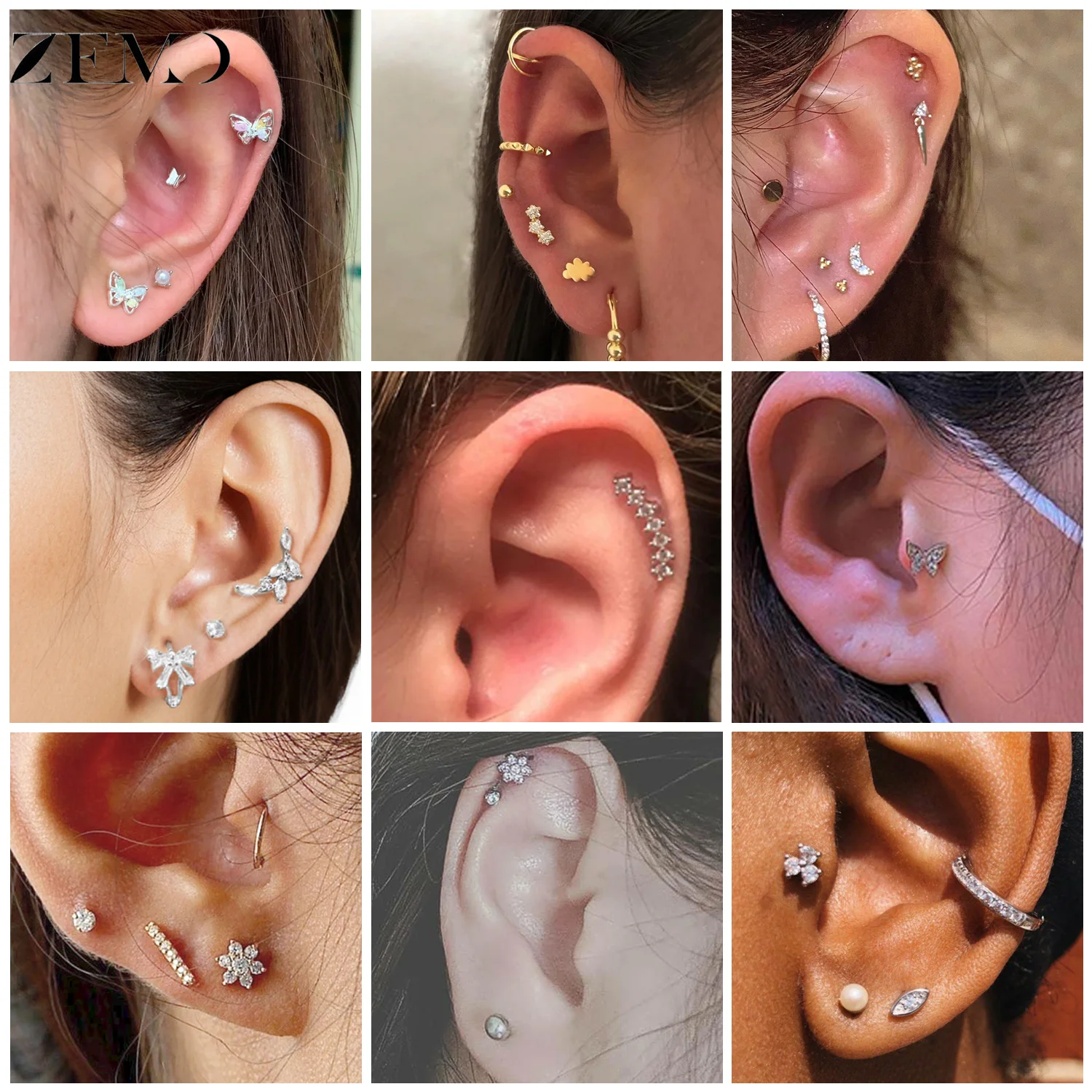 ZEMO 1 шт. милые серьги-гвоздики из нержавеющей стали 18 г розовые синие с