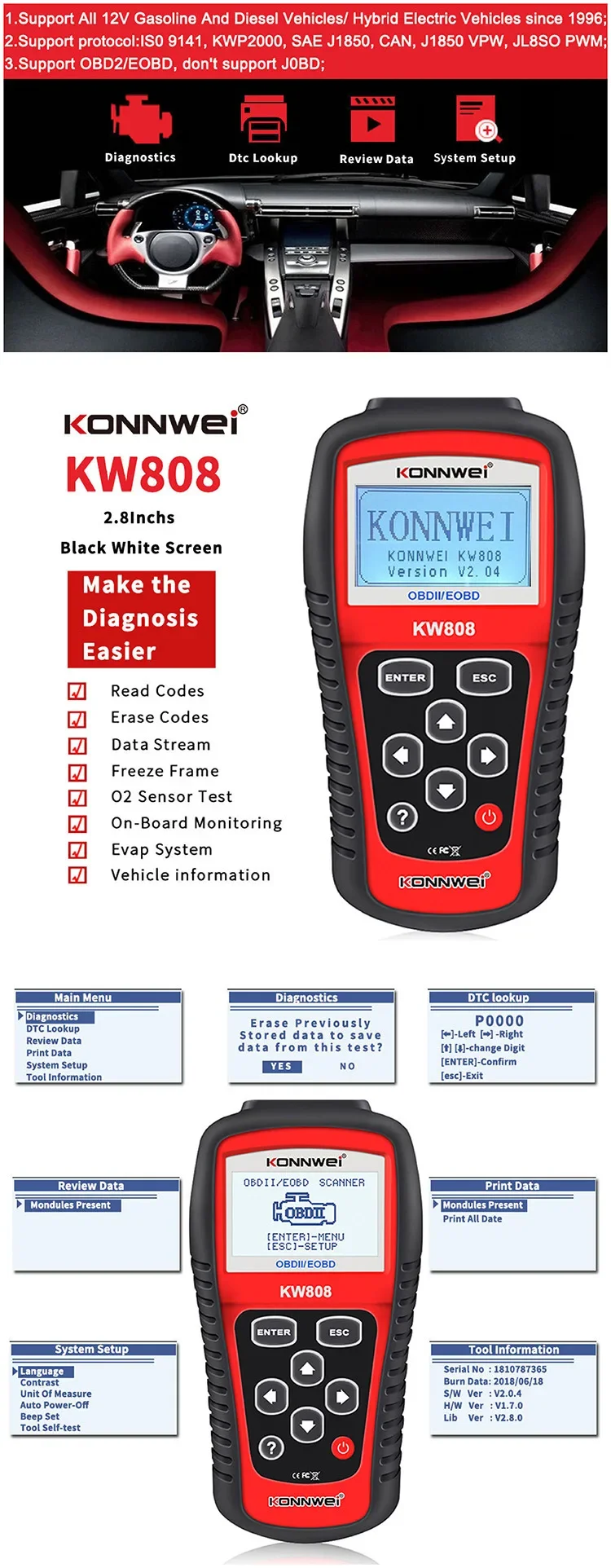OBD MaxiScan MS509 OBD2 сканер для чтения кодов автомобильного детектора неисправностей (art.: 3920d3cface3b) - 3920d3cface3b